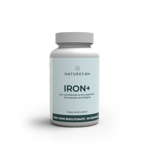 Frasco del suplemento Naturecan Iron+ sobre fondo blanco