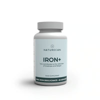 Frasco del suplemento Naturecan Iron+ sobre fondo blanco