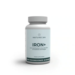 Frasco del suplemento Naturecan Iron+ sobre fondo blanco